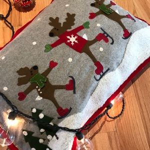 Two Crate & Barrel Ice Skating Reindeer Shams